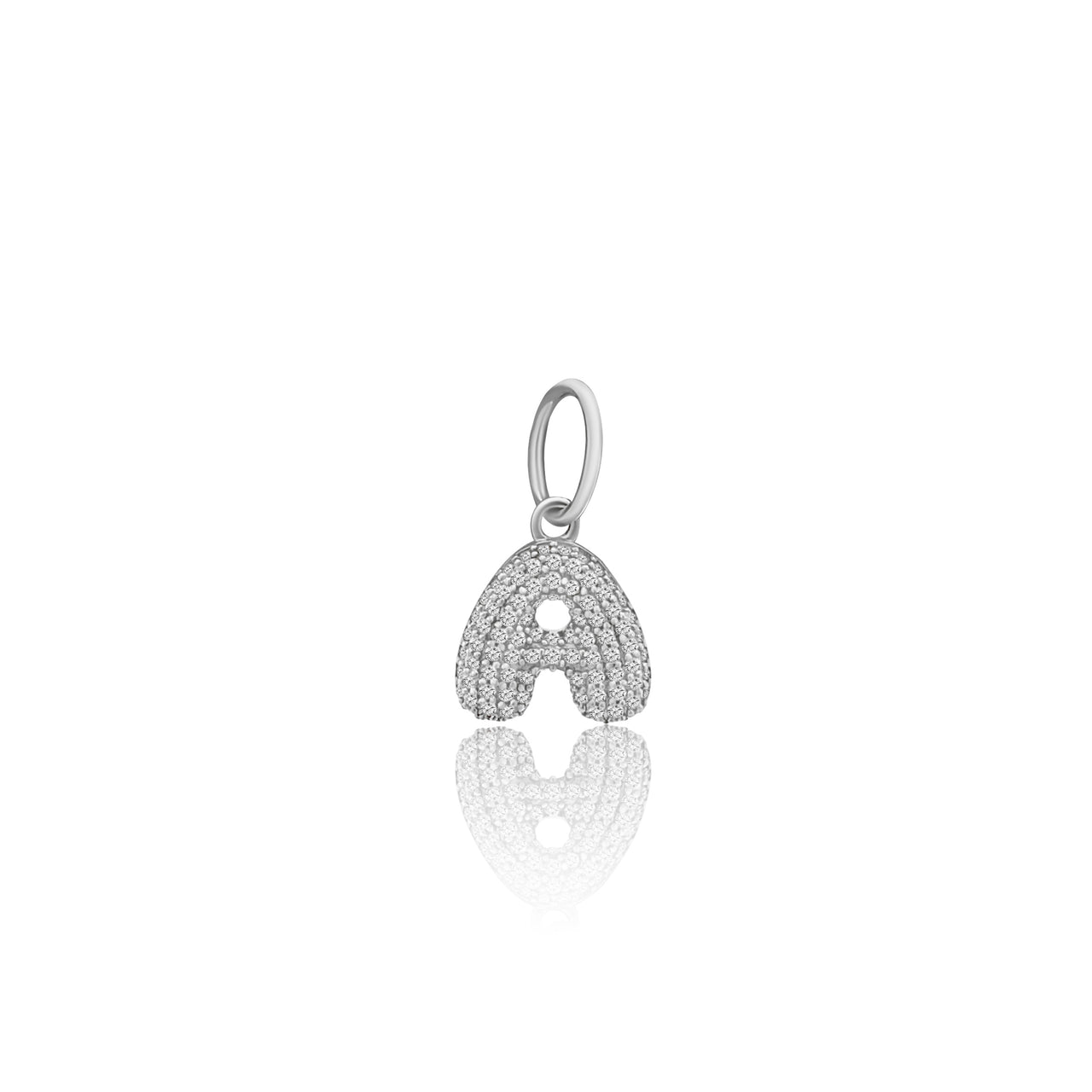 14k White Gold Diamond Bubble Letter Charm