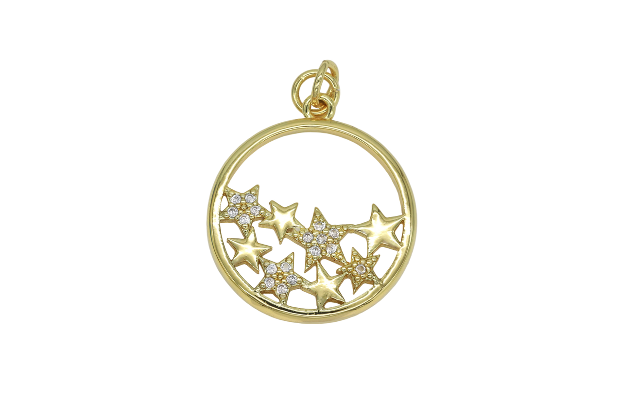Gold Pave Multiple Star Charm