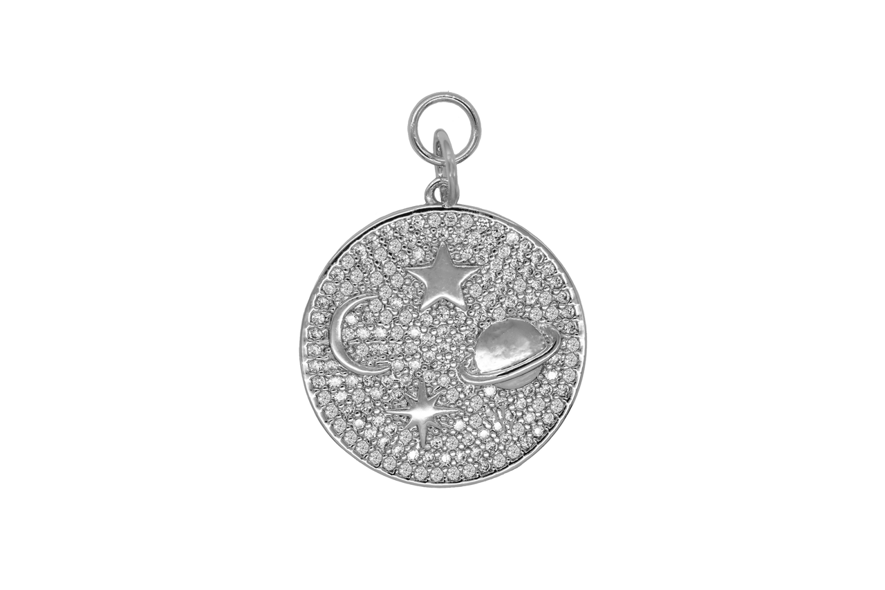Silver Solar System Charm