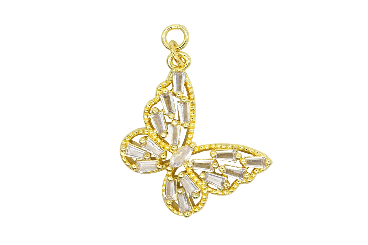 Gold Pave Side Butterfly Charm