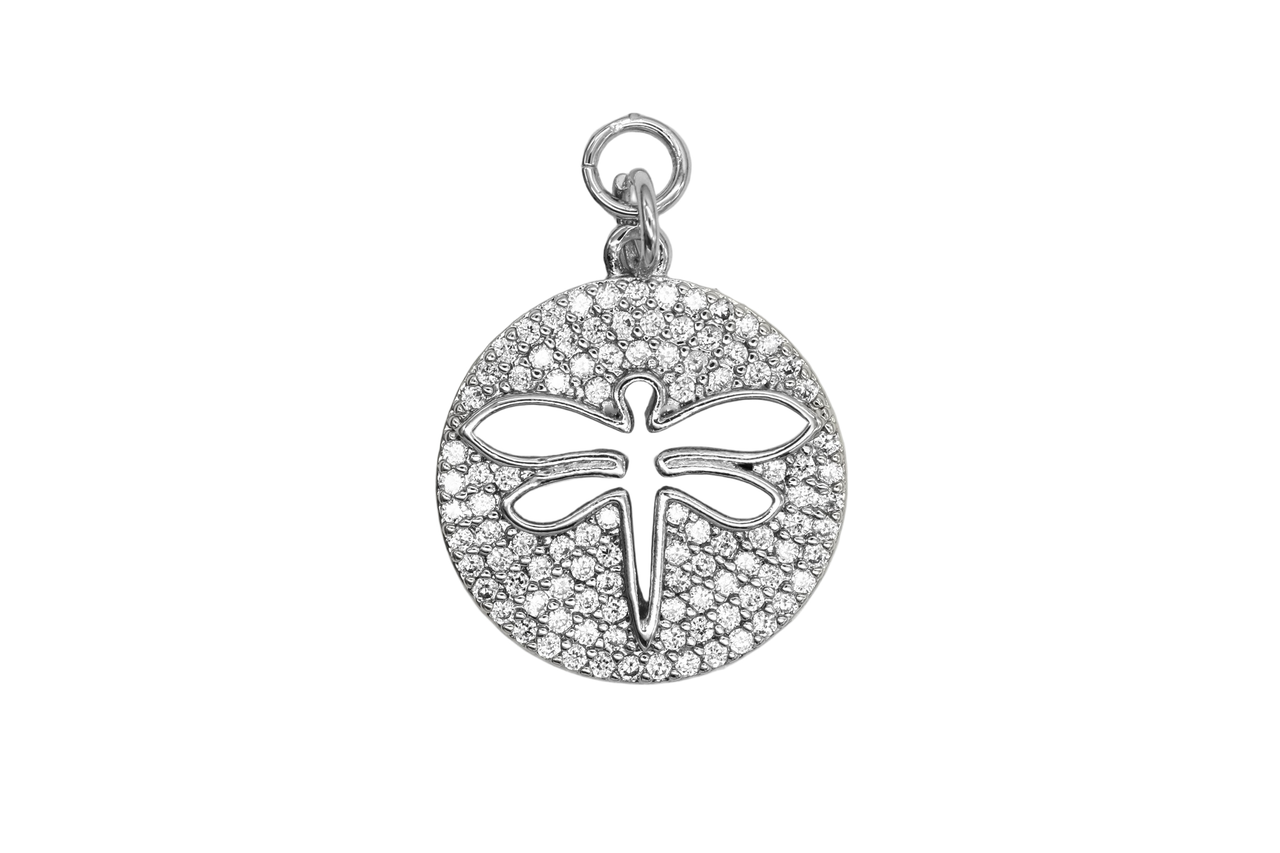 Silver Pave Dragonfly Charm