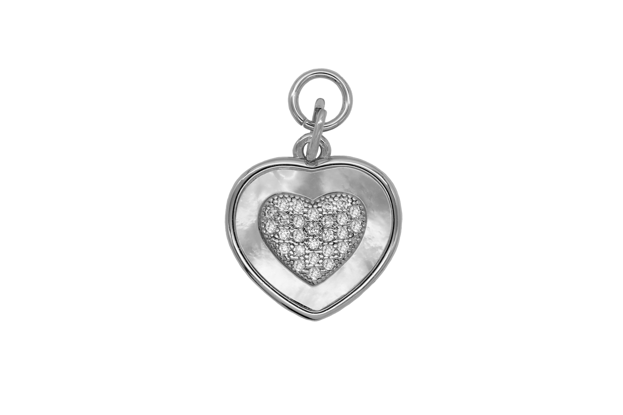 Silver Mother of Pearl Heart Charm