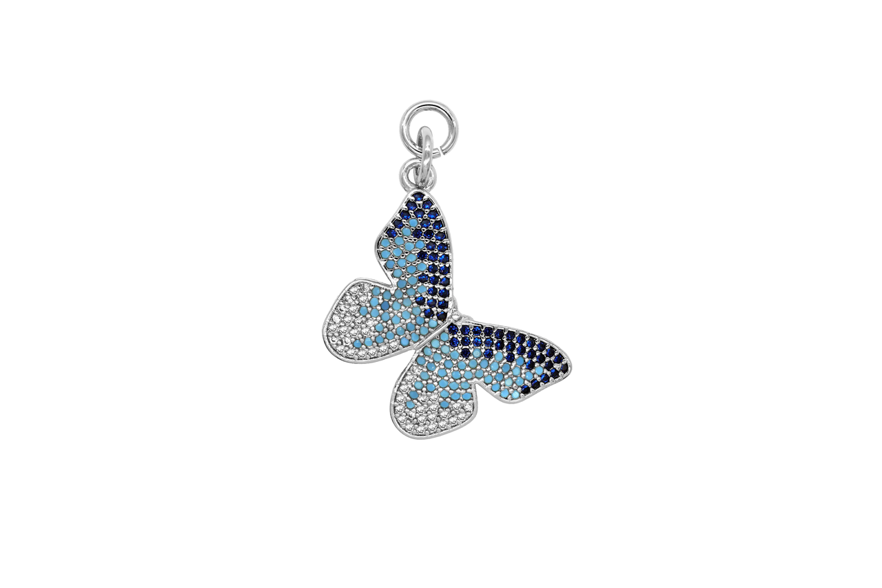 Silver Large Multicolor Butterfly Charm