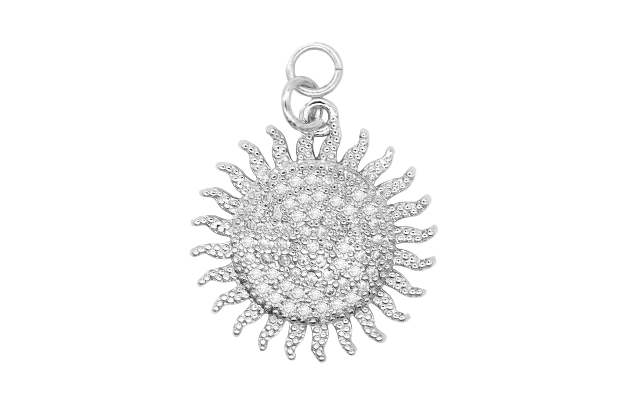Silver Pave Sun Charm