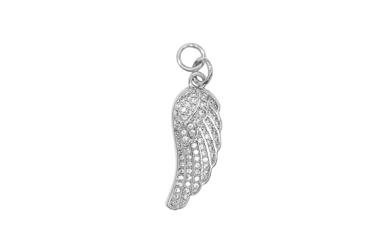 Silver Pave Large Angel Wing Charm