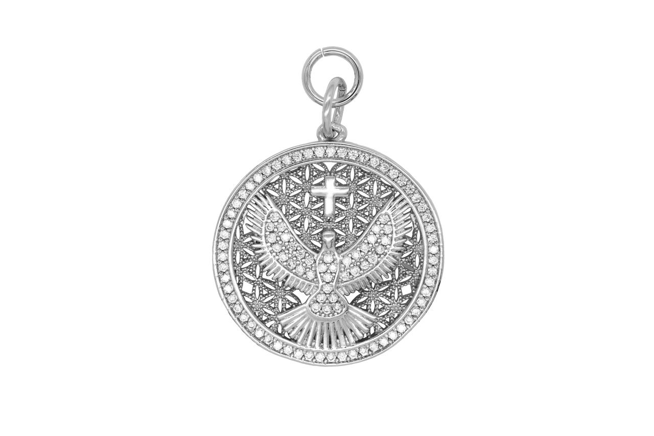Silver Large Dove Coin Charm