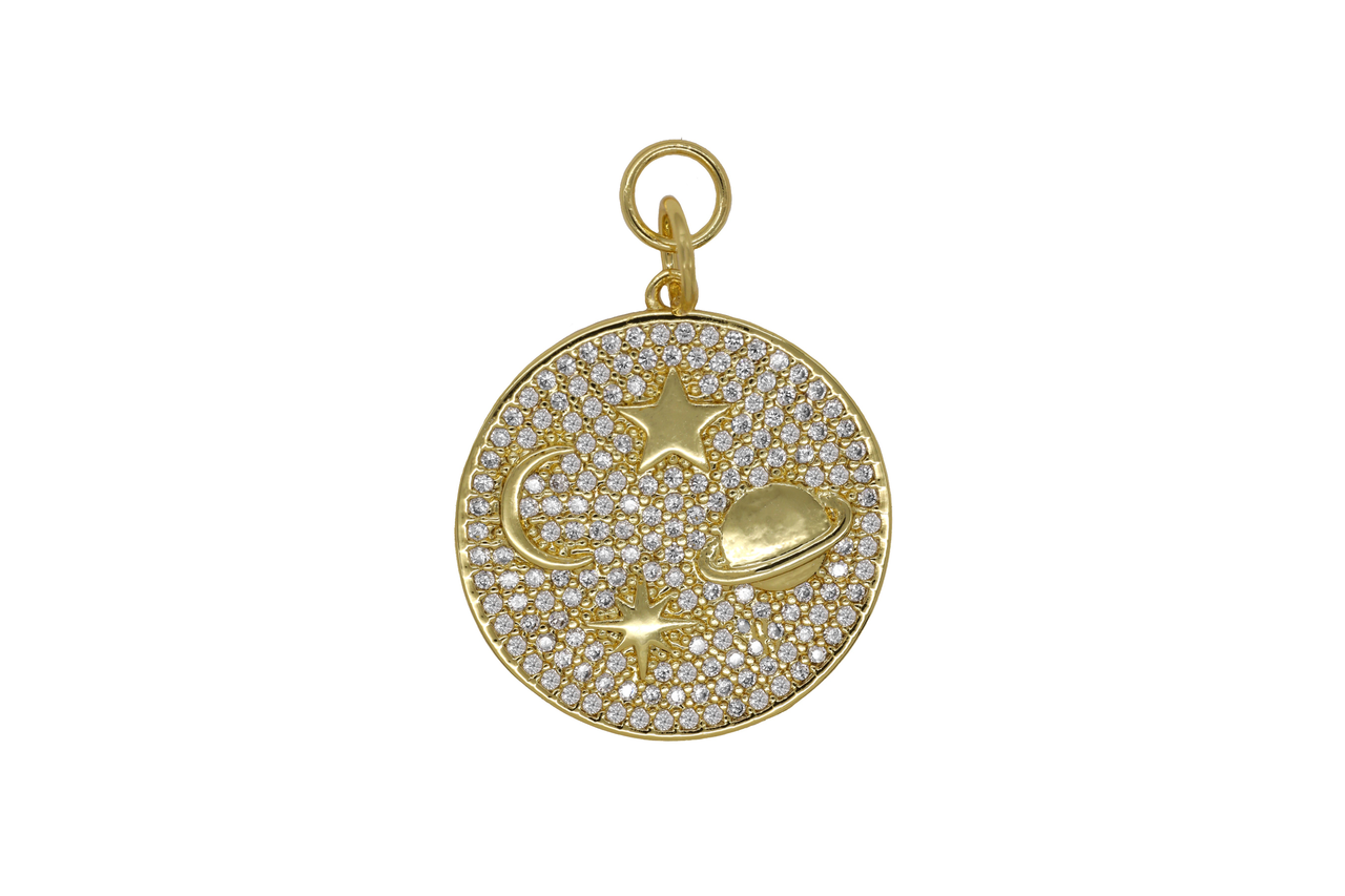Gold Solar System Charm