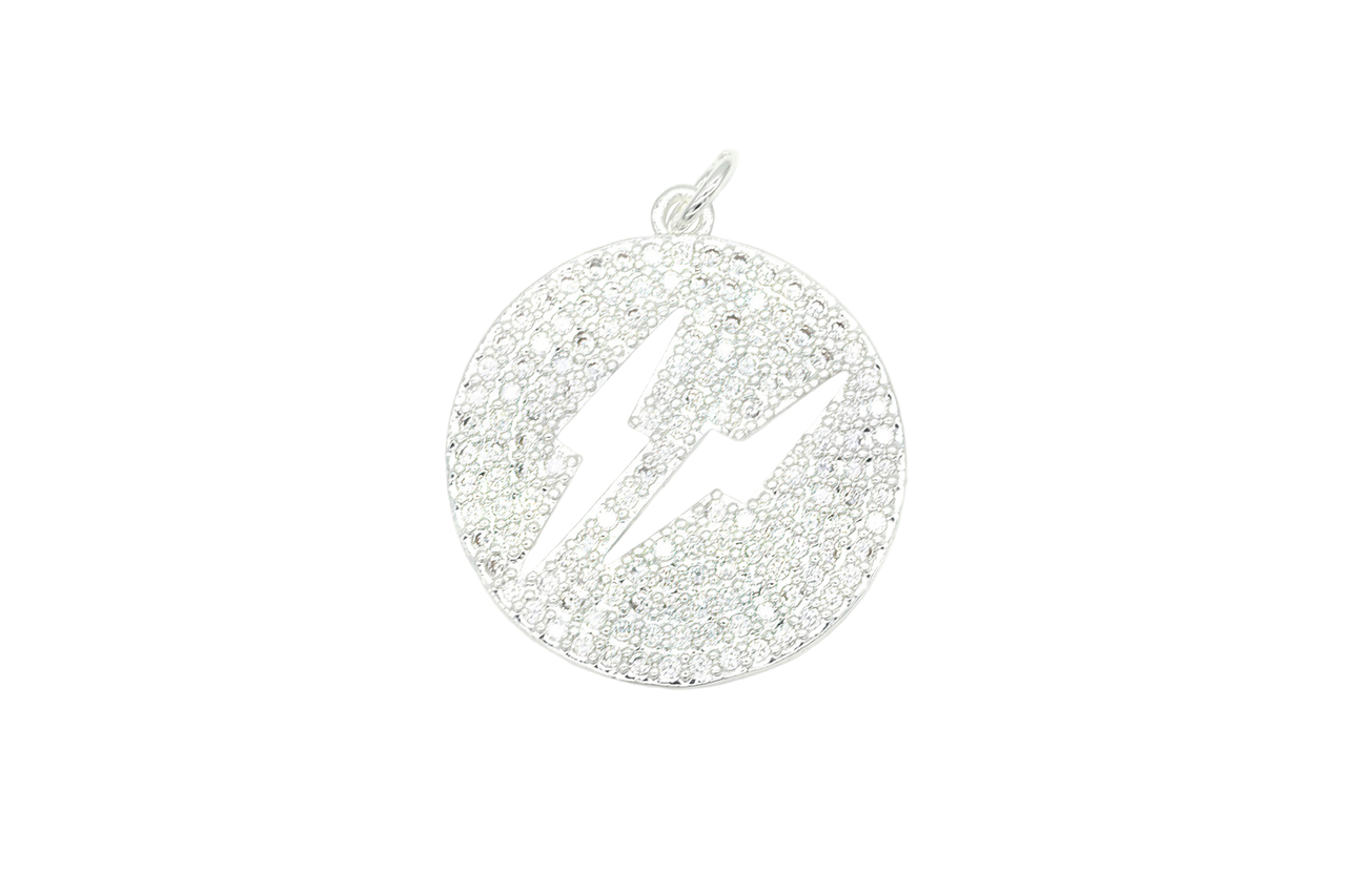 Silver Pave Lightning Bolt Charm