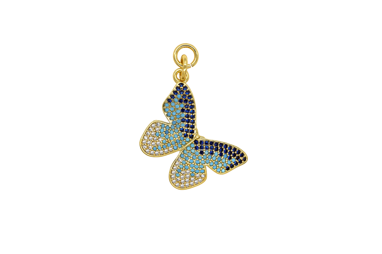 Gold Large Multicolor Butterfly Charm