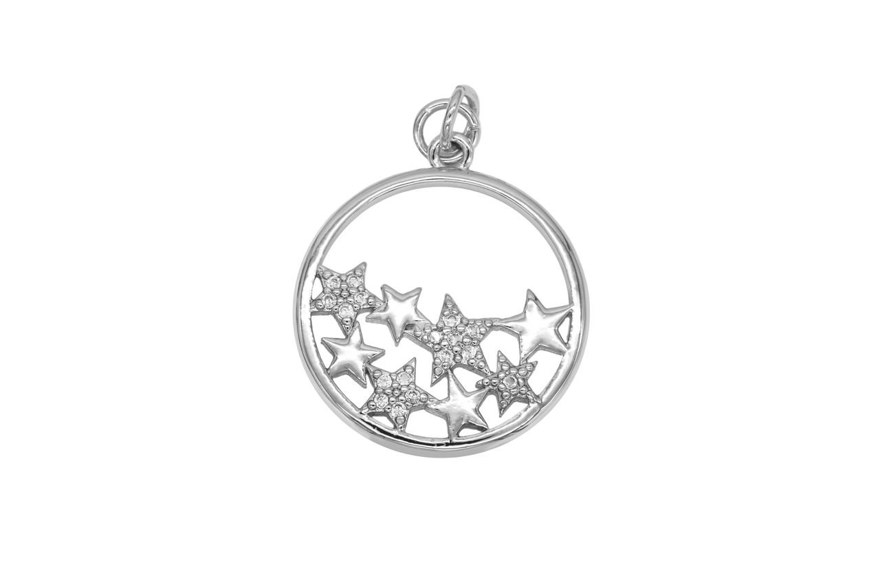 Silver Pave Multiple Star Charm