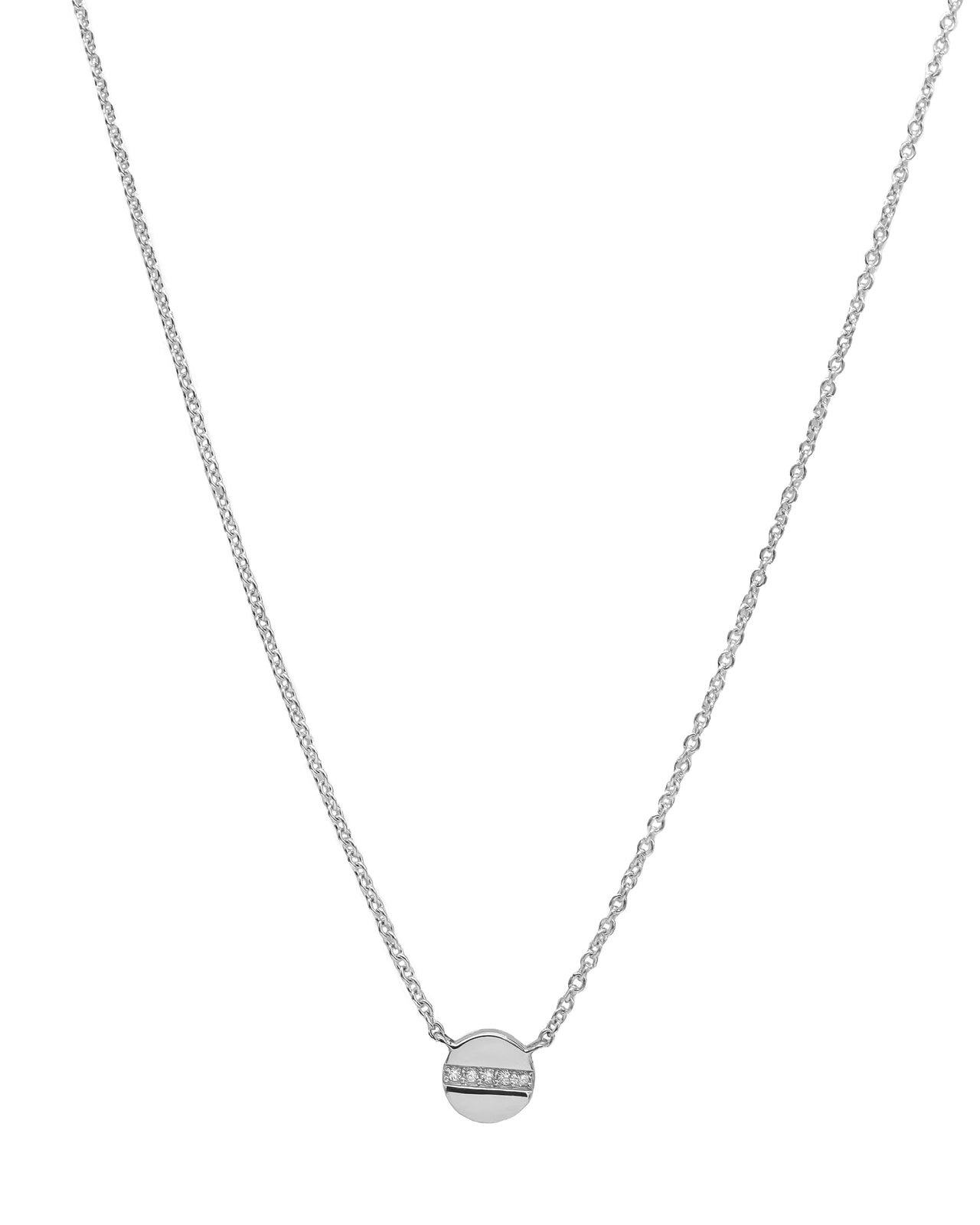 14k White Gold Diamond Screw Necklace
