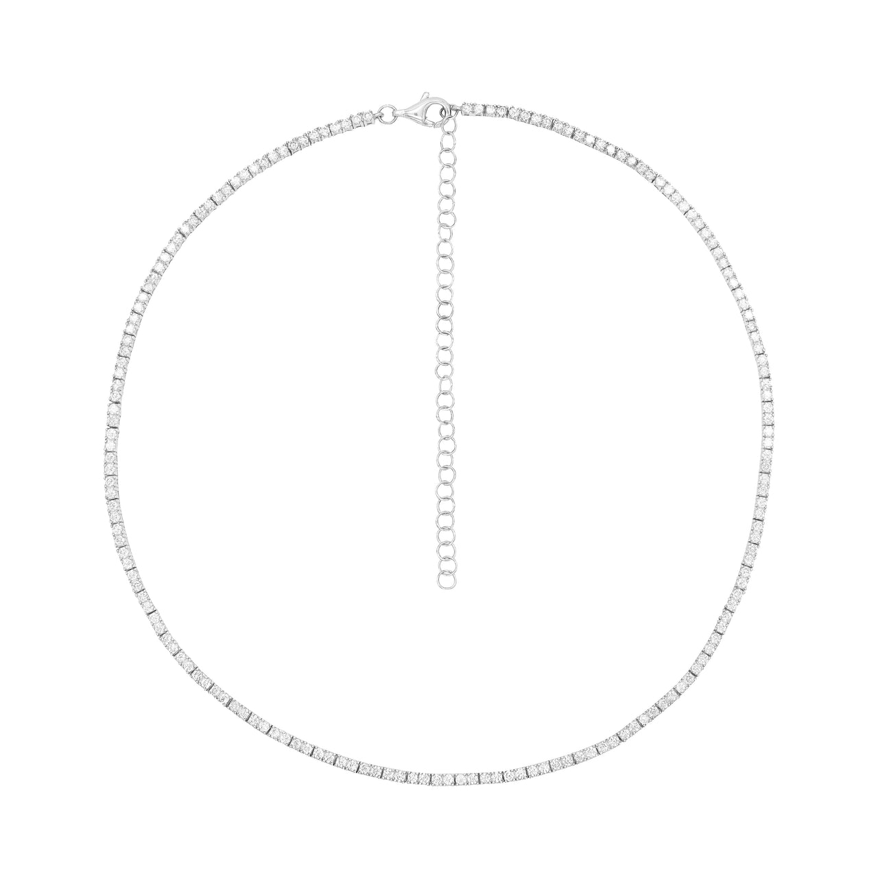 14k White Gold 4 Prong Diamond Tennis Necklace