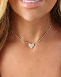 14k White Gold Diamond Heart Necklace