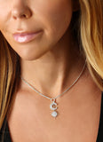 14k White Gold Diamond Celestial Moon and Star Charm Necklace