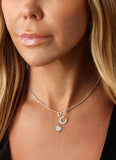 14k White Gold Diamond Celestial Moon and Star Charm Necklace