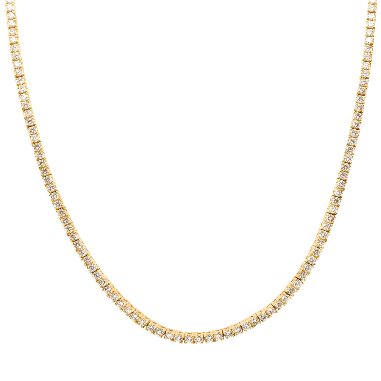 14k Yellow Gold 4 Prong Diamond Tennis Necklace