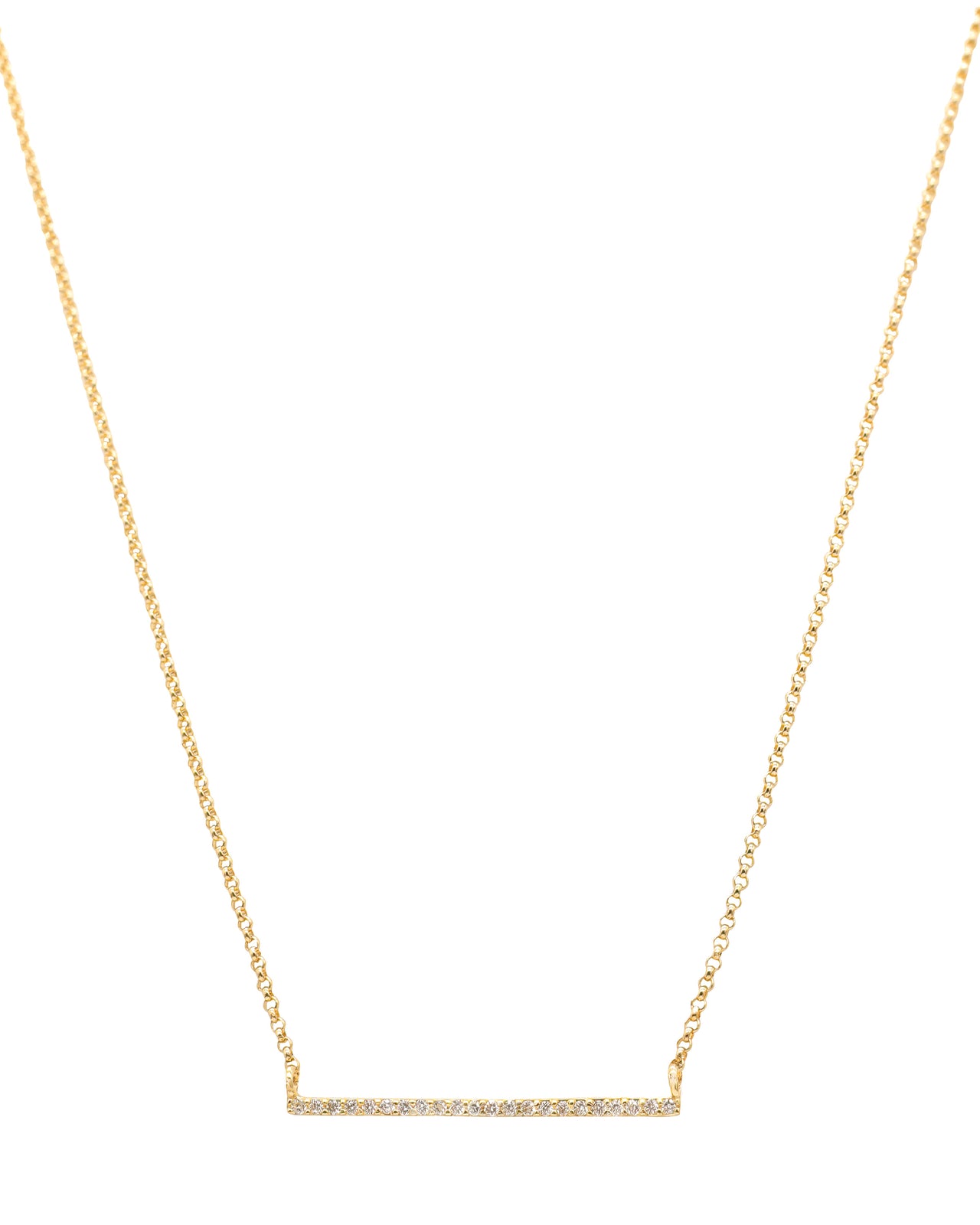 14k Yellow Gold Diamond Bar Necklace
