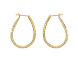 14k Yellow Gold Diamond Oval Hoop Earrings