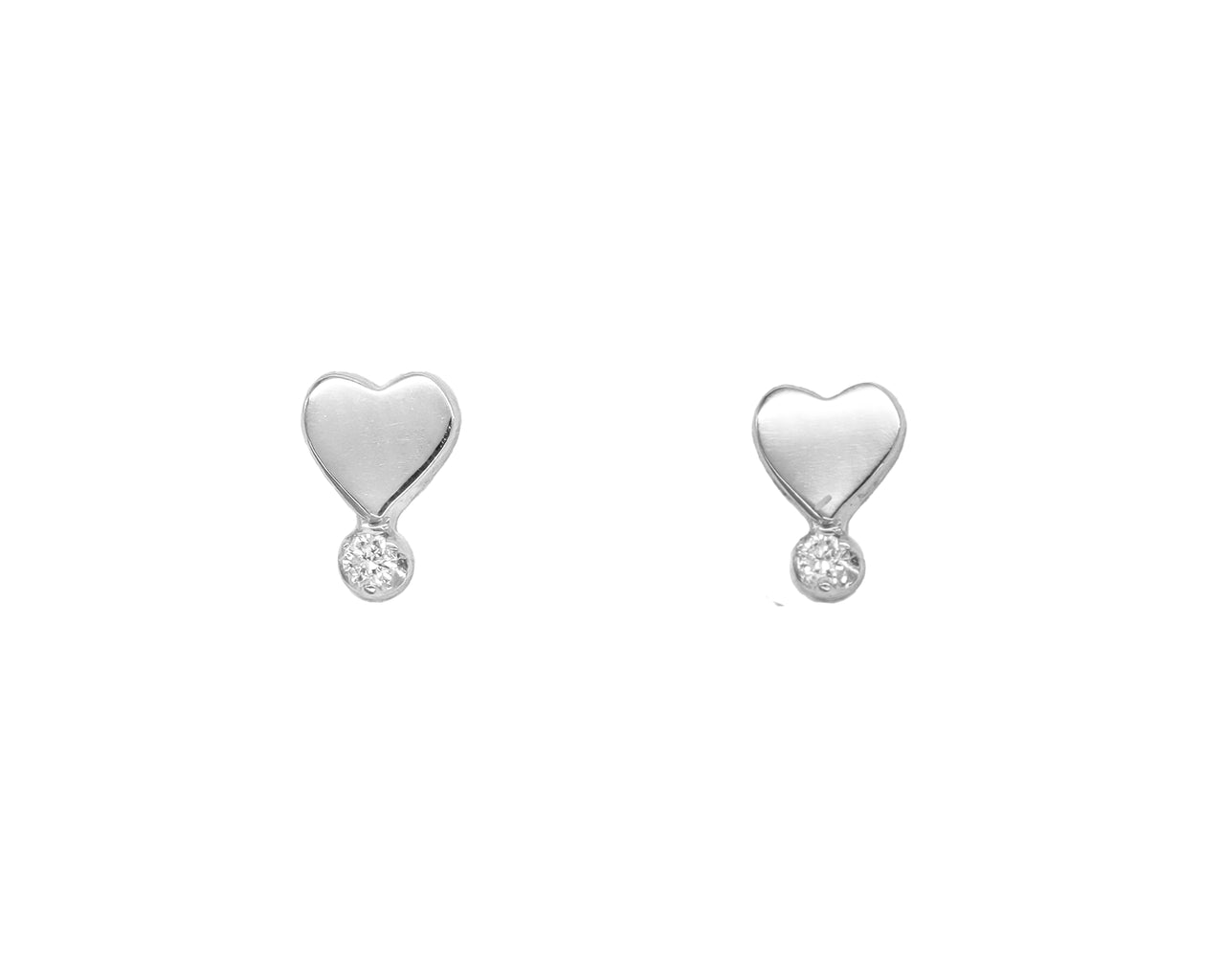 14k White Gold Diamond Heart Exclamation Earrings