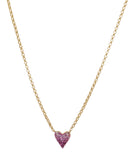 14k Yellow Gold Ombré Pink Sapphire Heart Necklace
