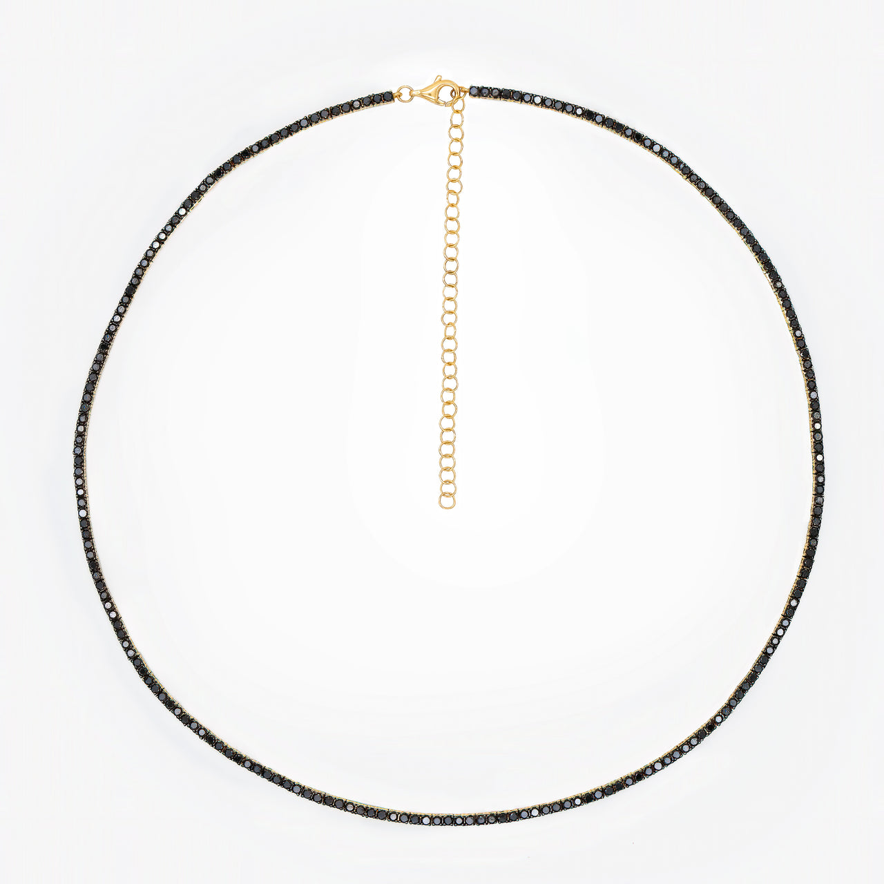 14k Yellow Gold Black Diamond Tennis Necklace