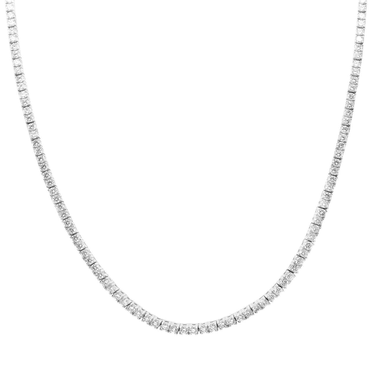 14k White Gold 4 Prong Diamond Tennis Necklace