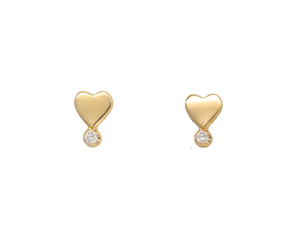 14k Yellow Gold Diamond Heart Exclamation Earrings