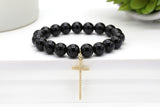 Gold Pave Long Cross Charm