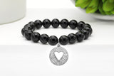 Silver Pave Open Heart Charm