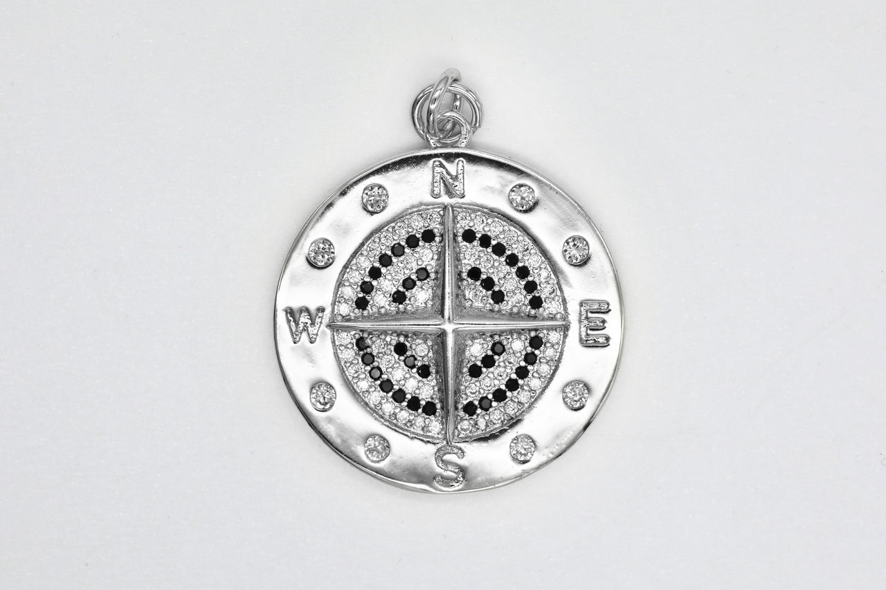 Silver Pave Compass Charm