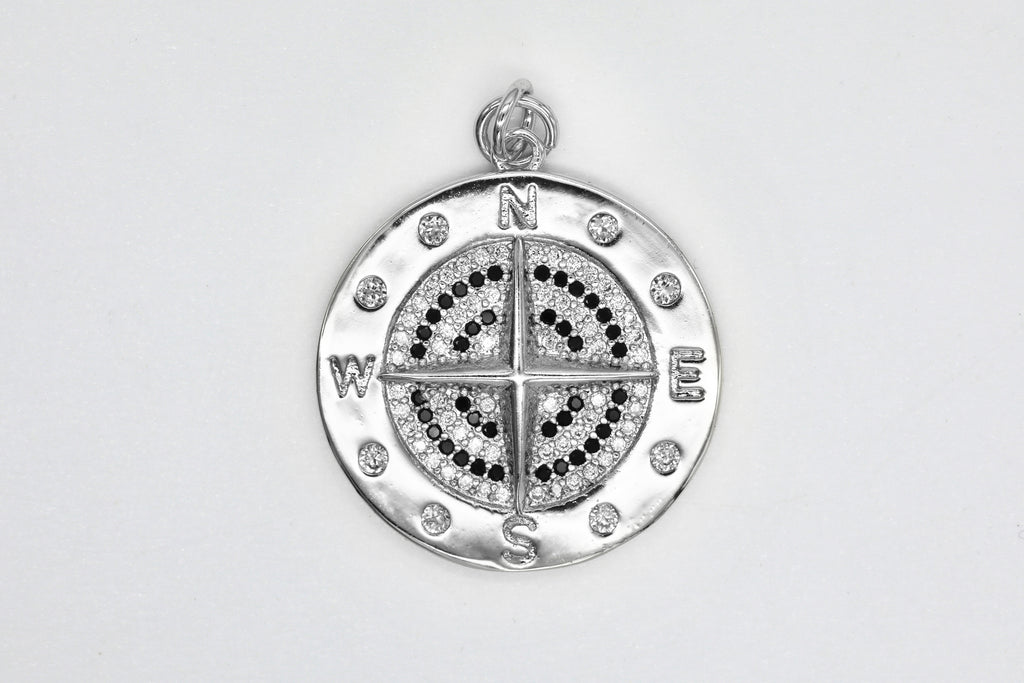 Silver Pave Compass Charm