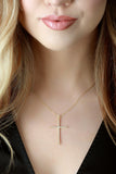 14k Gold Plated Pavè Cross Necklace