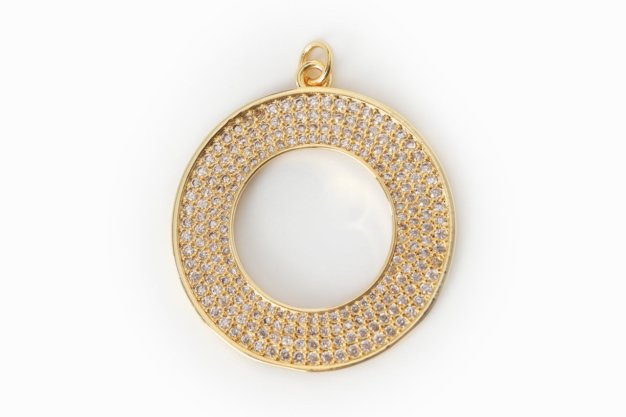 Gold Pave Circle Charm