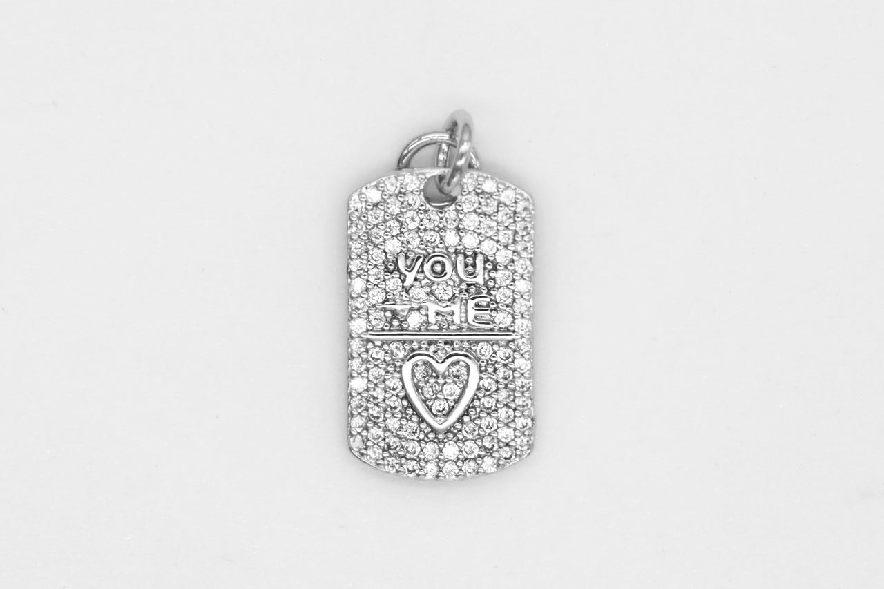 Silver Pave You + Me Charm