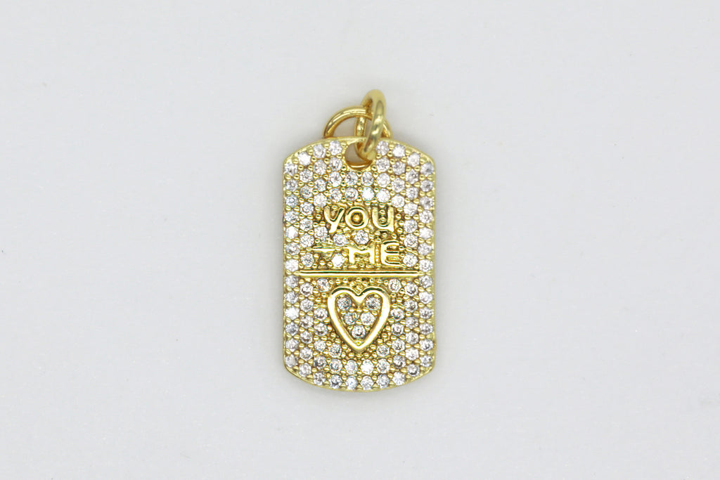 Gold Pave You + Me Charm