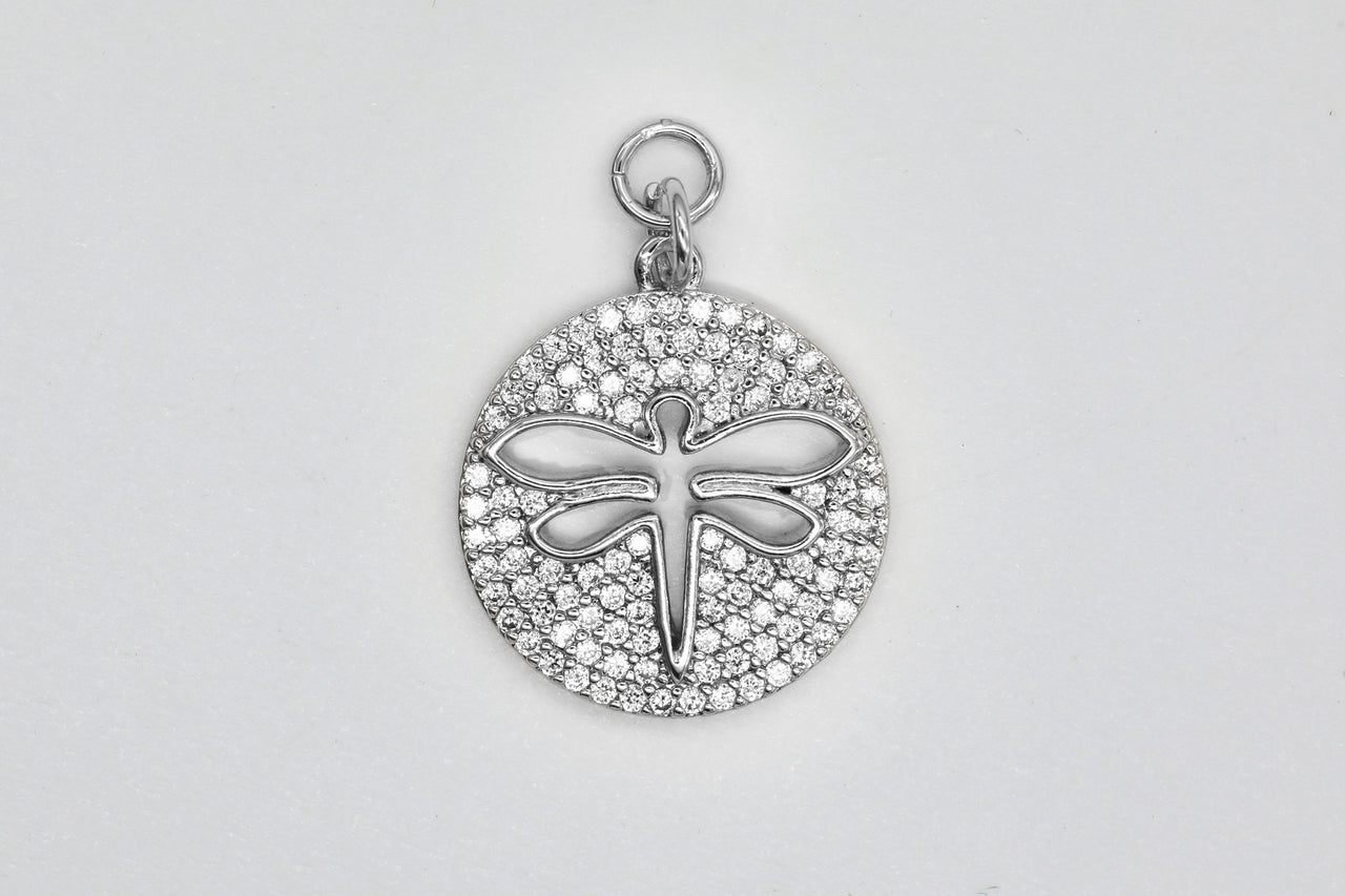 Silver Pave Dragonfly Charm