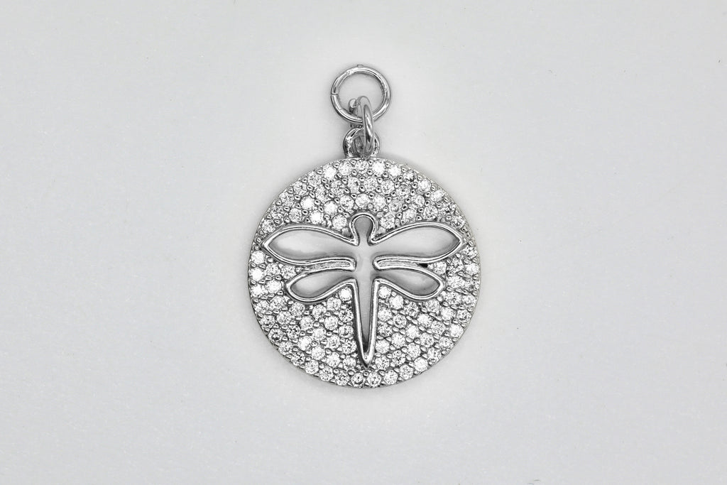 Silver Pave Dragonfly Charm