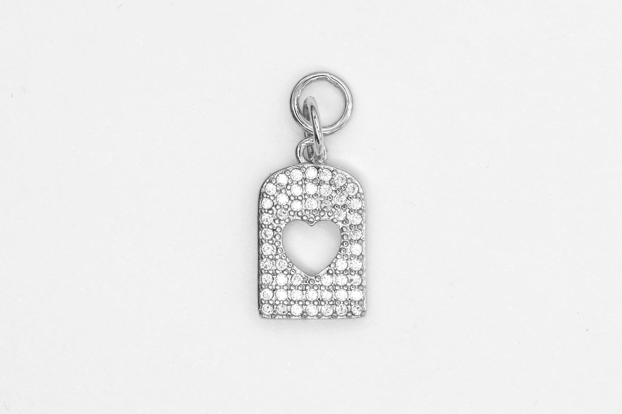 Silver Small Pave Open Heart Charm