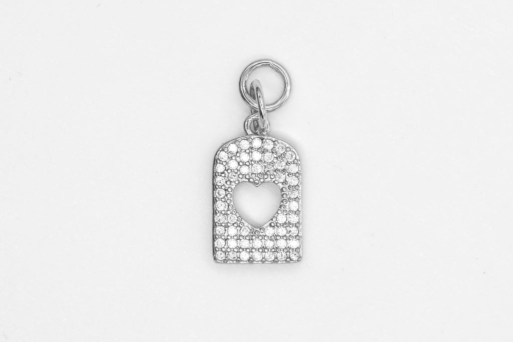 Silver Small Pave Open Heart Charm