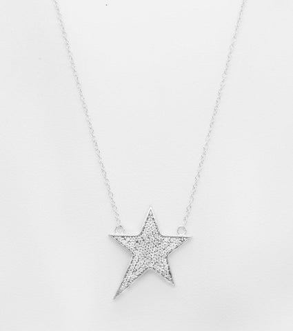 Sterling Silver Pavè Star Necklace