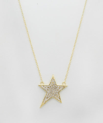 14k Gold Plated Pavè Star Necklace
