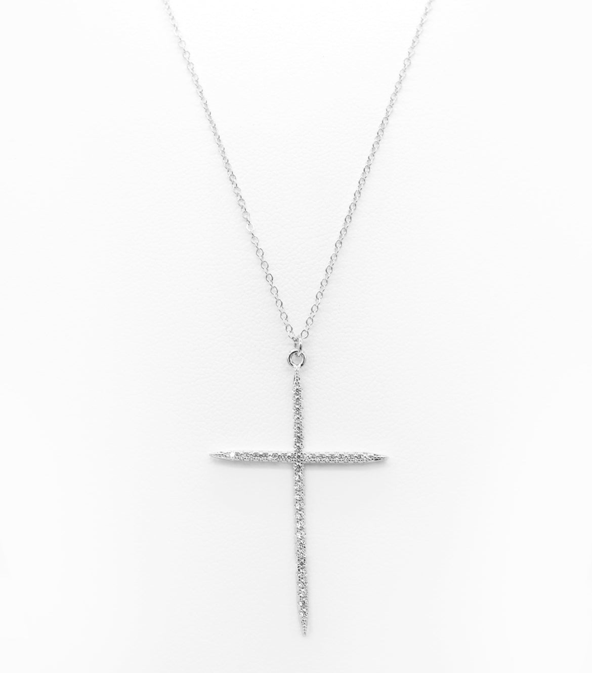 Sterling Silver Pavè Cross Necklace