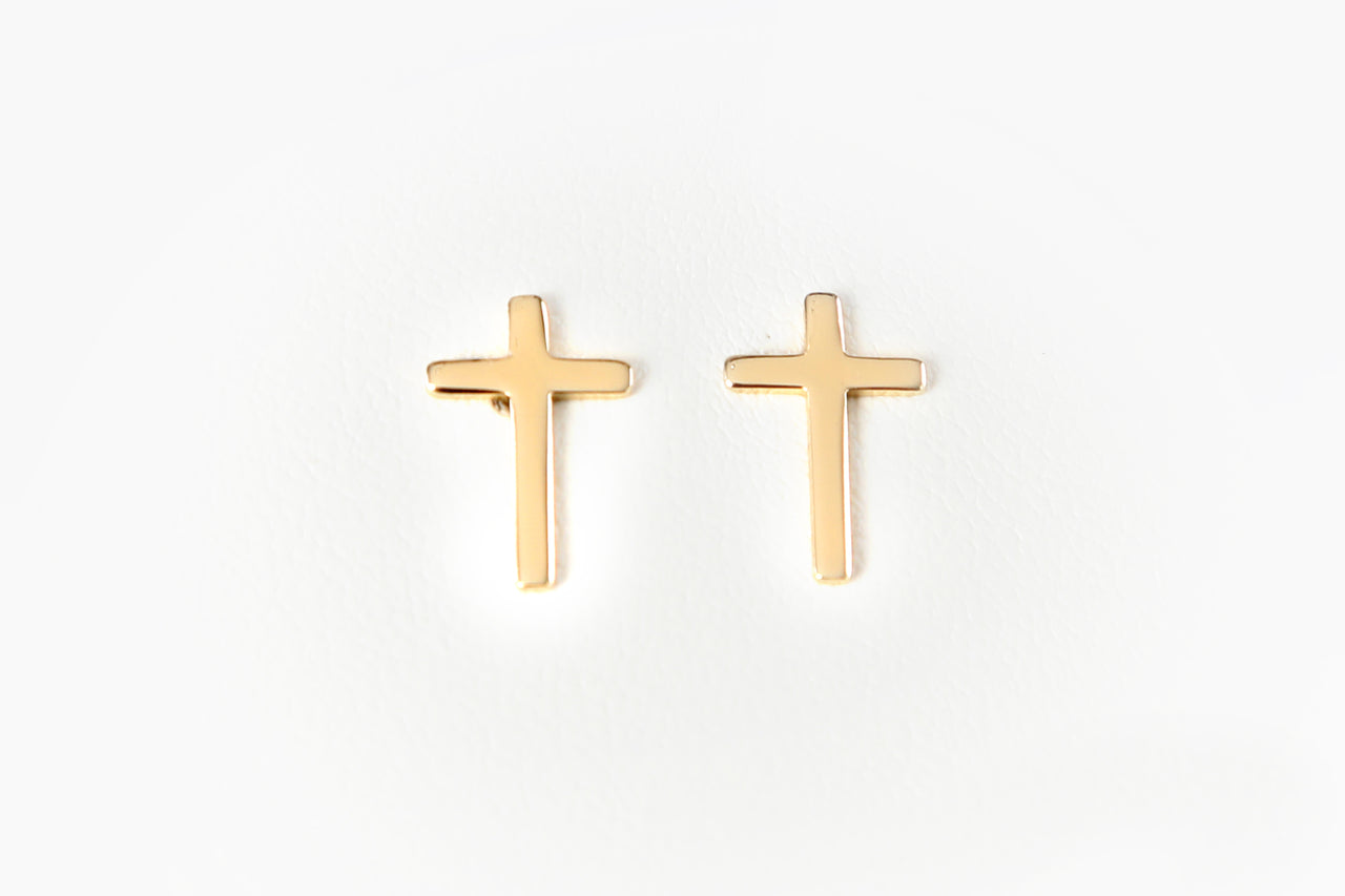 14k Gold Plated Cross Earrings