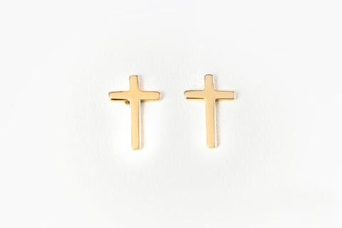 14k Gold Plated Cross Earrings