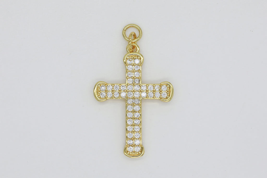 Gold Pave Crucifix Cross Charm