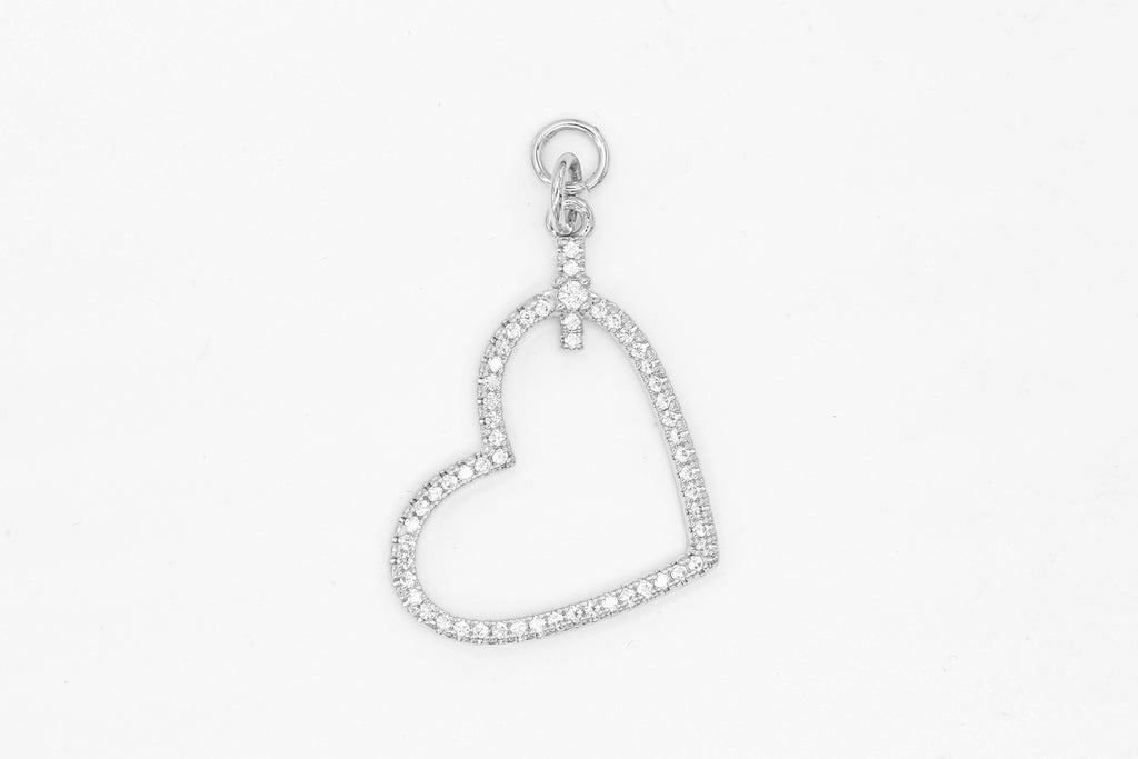 Silver Pave Side Heart Charm