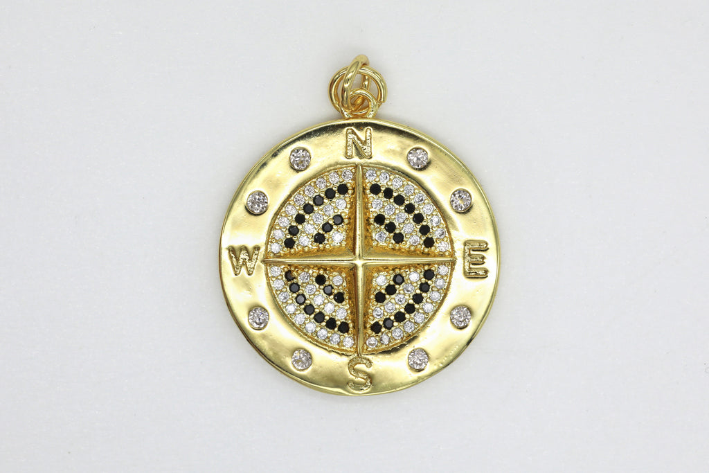 Gold Pave Compass Charm