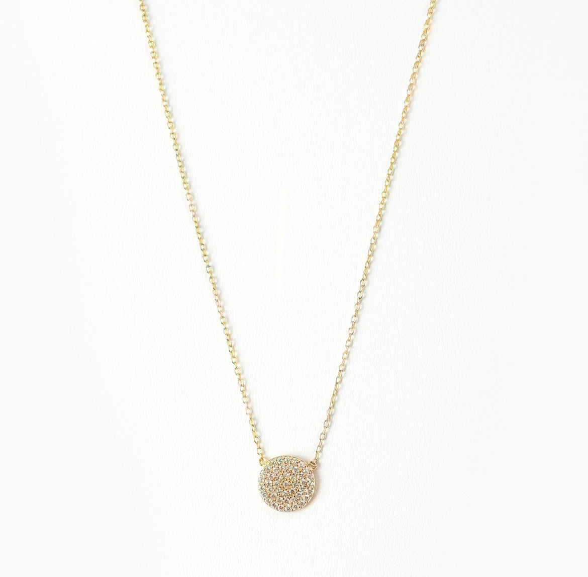 14k Gold Plated Pavè Disc Necklace
