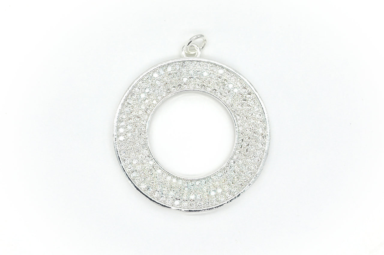 Silver Pave Circle Charm