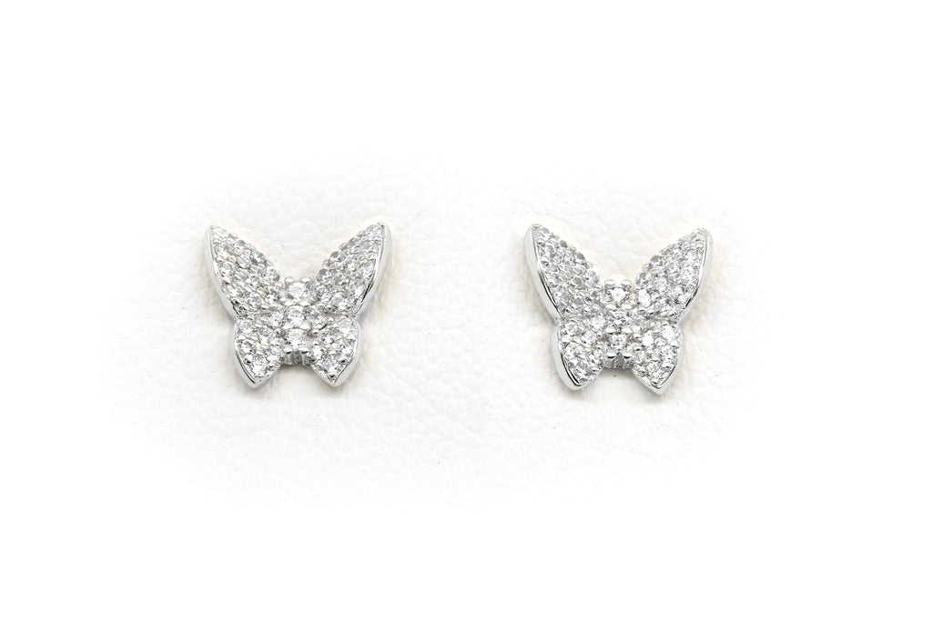 Sterling Silver Pavè Butterfly Earrings
